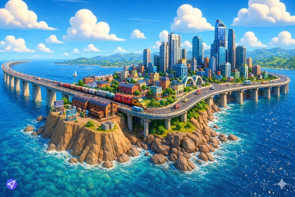 Metruvia Series 1 Bay Expansion tropical map layout and transit hub Cover Art.